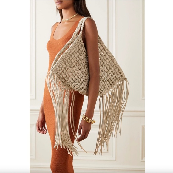 Yuzefi Handbags - Yuzefi Large Woven Fringe Vegan Leather Tote Bag